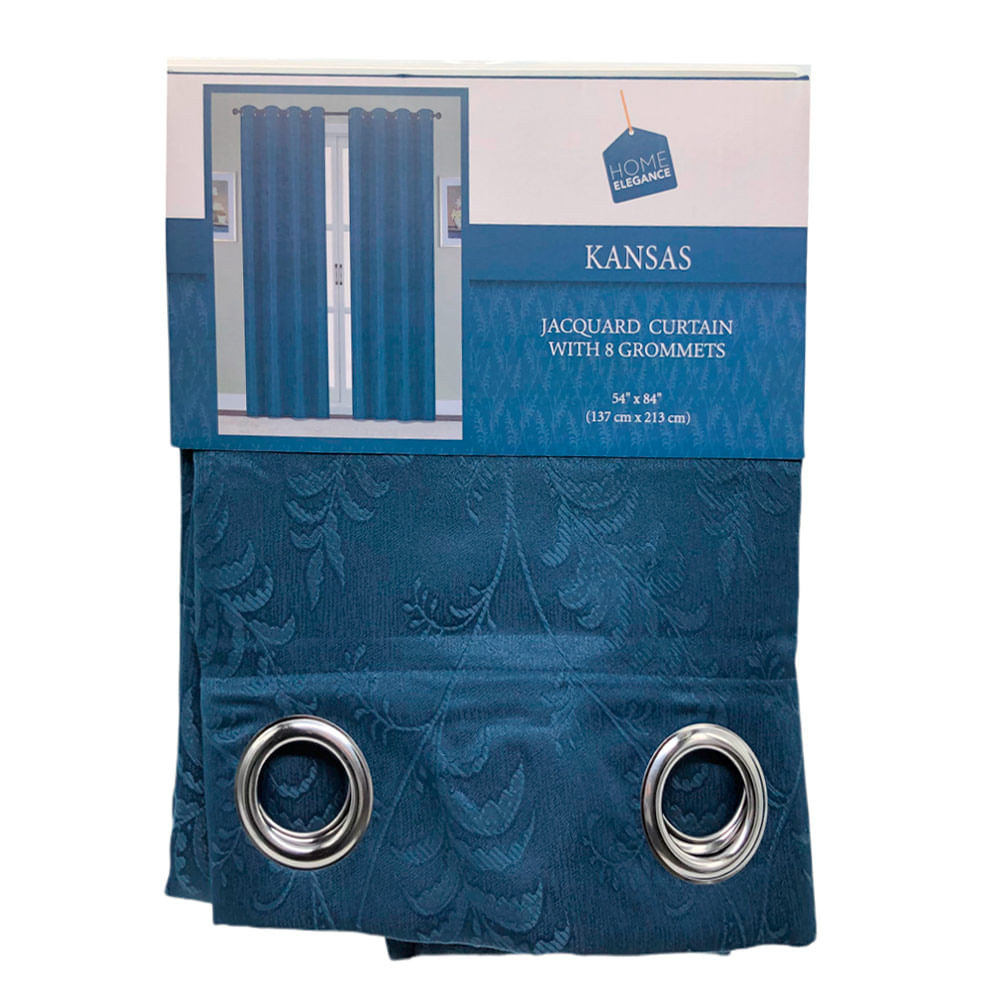 Cortina Home Elegance Kansas Con Aros 54" x 84" - Azul Marino