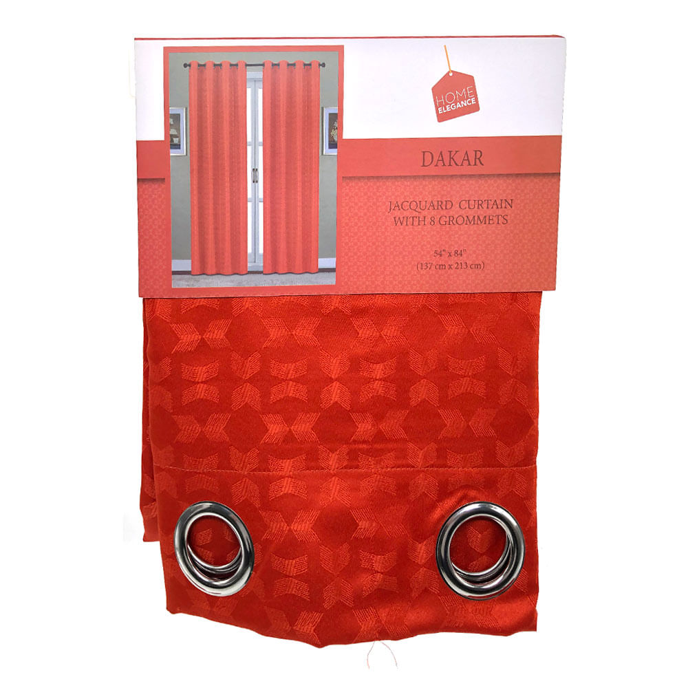 Cortina Home Elegance Dakar Con Aros 54" x 84" - Naranja