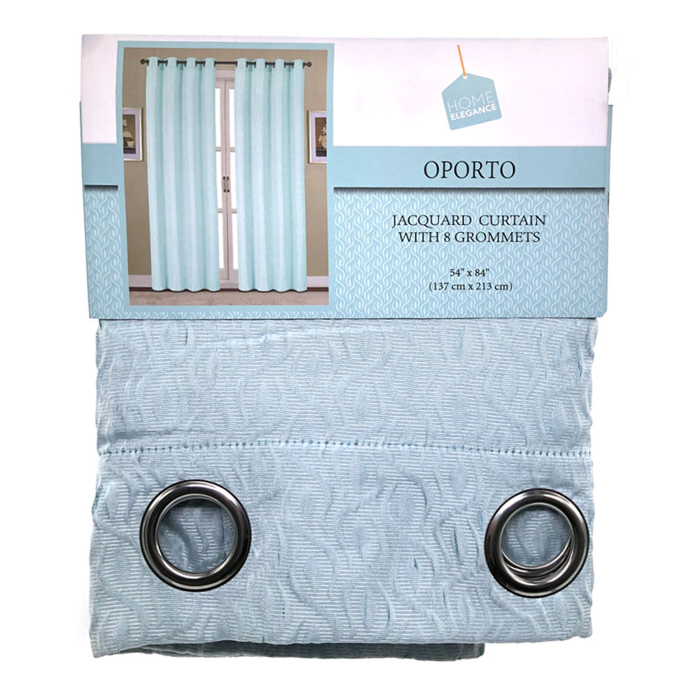 Cortina Home Elegance Oporto Con Aros 54" x 84" - Azul claro
