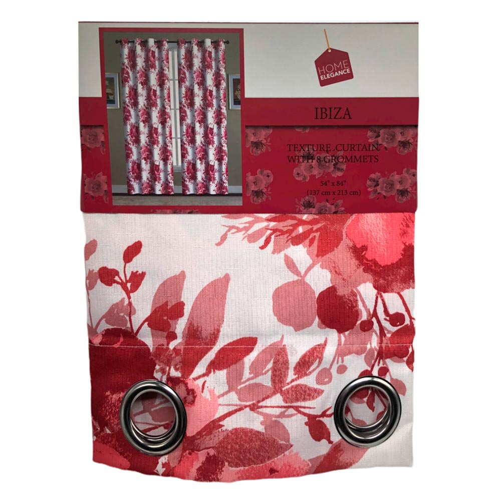 Cortina Home Elegance Ibiza Con Aros 54" x 84" - Rojo