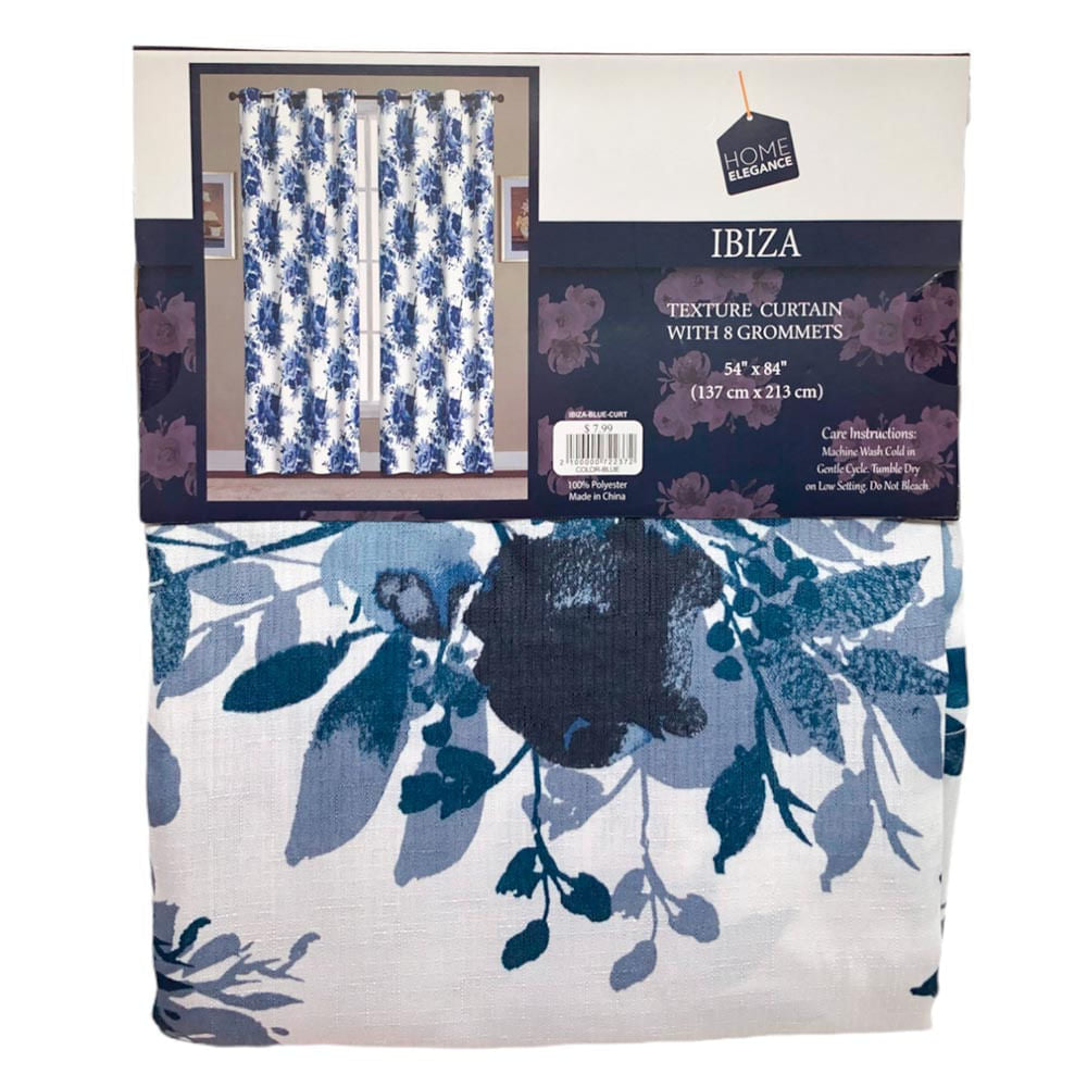 Cortina Home Elegance Ibiza Con Aros 54" x 84" - Azul
