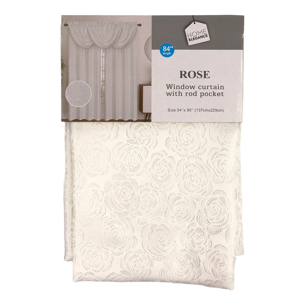 Cortina Home Elegance Rose Rod Pocket 54" x 90" - Blanco