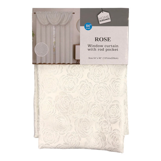 Cortina Home Elegance Rose Rod Pocket 54" x 90" - Blanco