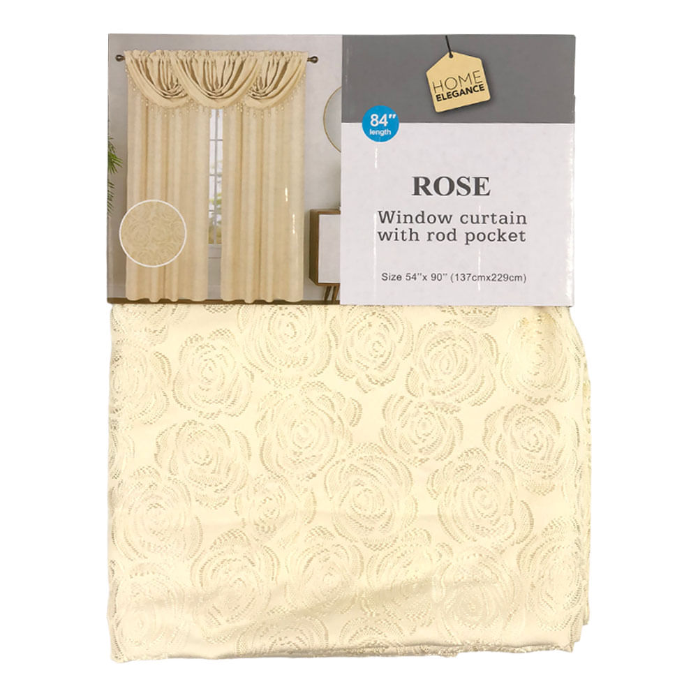 Cortina Home Elegance Rose Rod Pocket 54" x 90" - Beige
