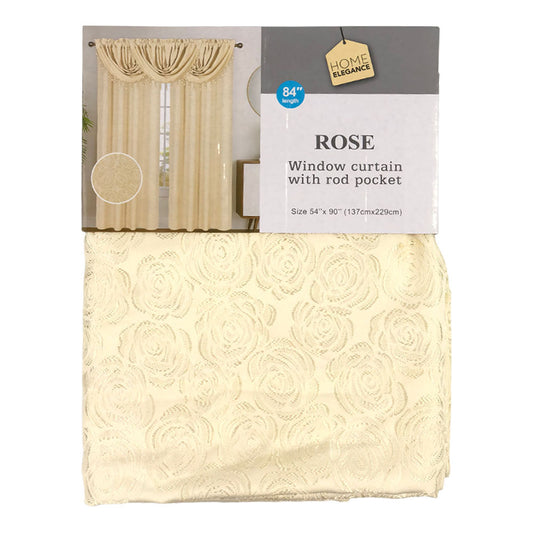 Cortina Home Elegance Rose Rod Pocket 54" x 90" - Beige