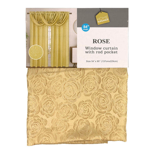 Cortina Home Elegance Rose Rod Pocket 54" x 90" - Dorado