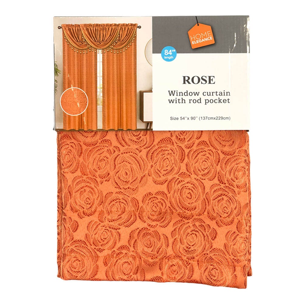 Cortina Home Elegance Rose Rod Pocket 54" x 90" - Naranja