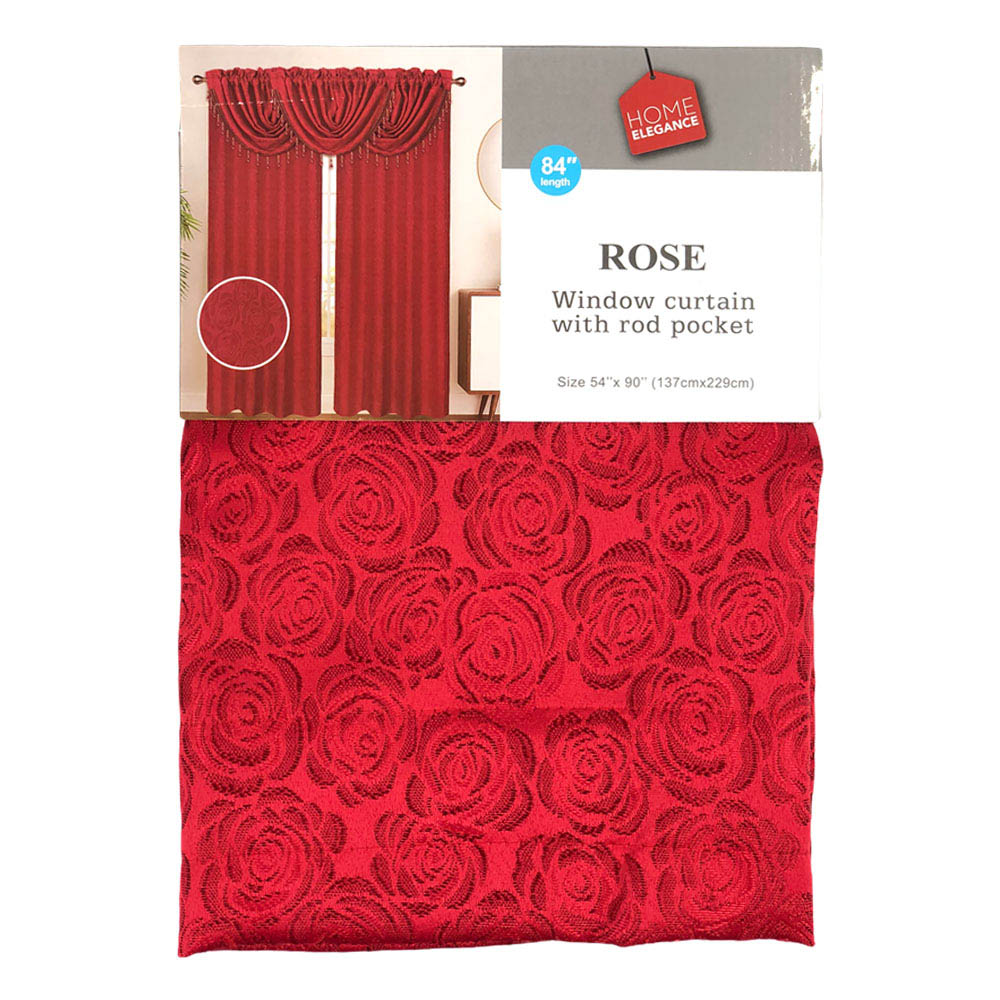 Cortina Home Elegance Rose Rod Pocket 54" x 90" - Rojo