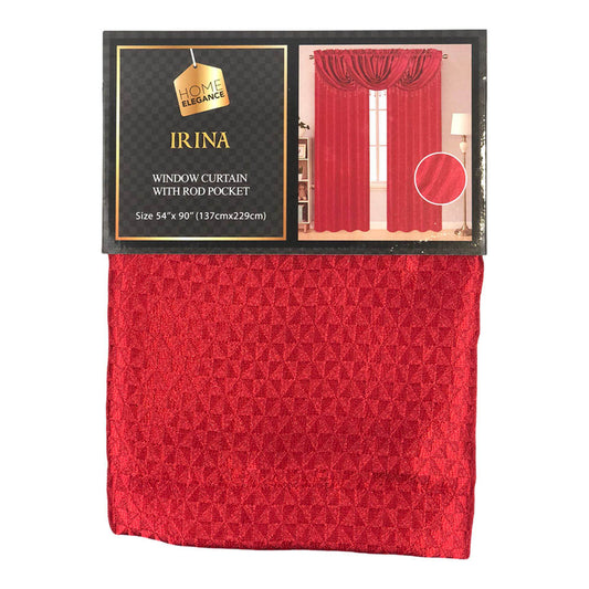 Cortina Home Elegance Irina Rod Pocket 54" x 90" - Rojo