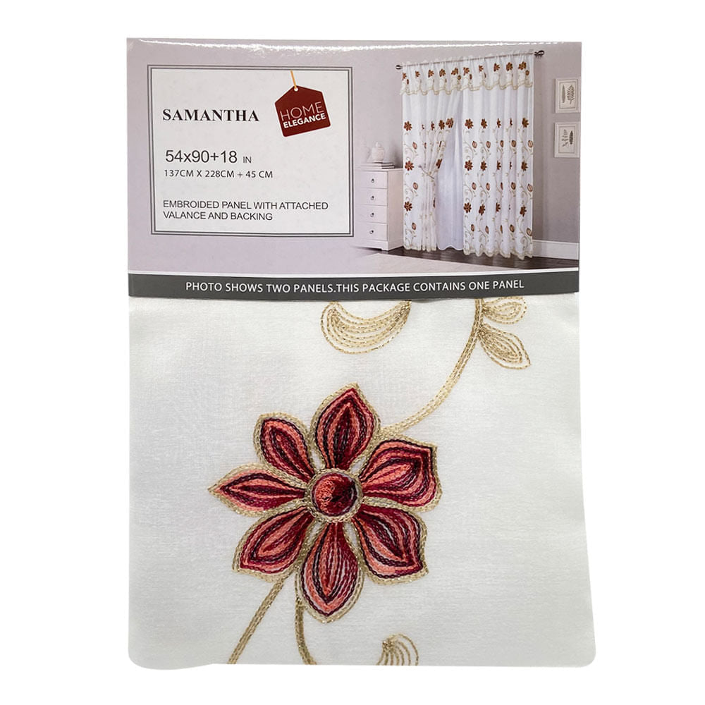 Cortina Home Elegance Con Cenefa Samantha 54" x 90" - Rojo oscuro