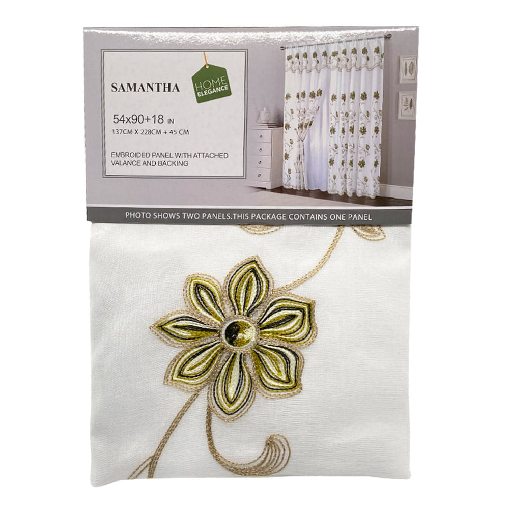 Cortina Home Elegance Con Cenefa Samantha 54" x 90" - Lima oscuro