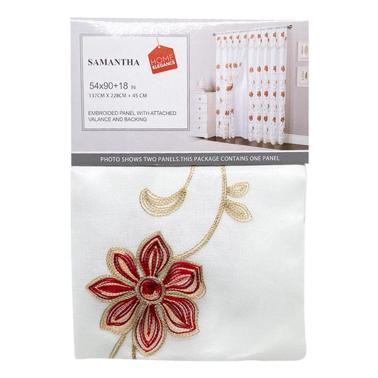 Cortina Home Elegance Con Cenefa Samantha 54" x 90" - Rojo