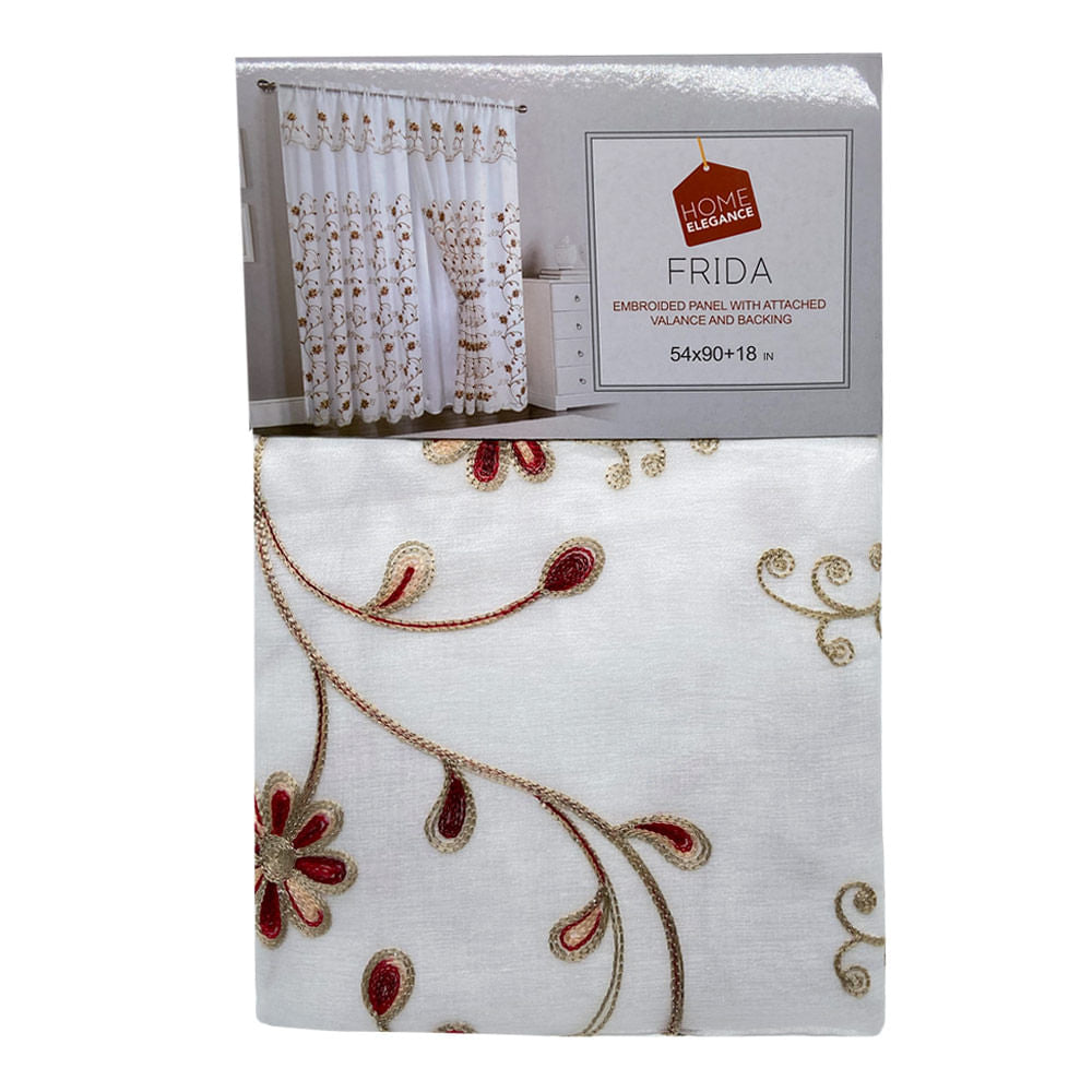Cortina Home Elegance Con Cenefa Frida 54" x 90" - Rojo