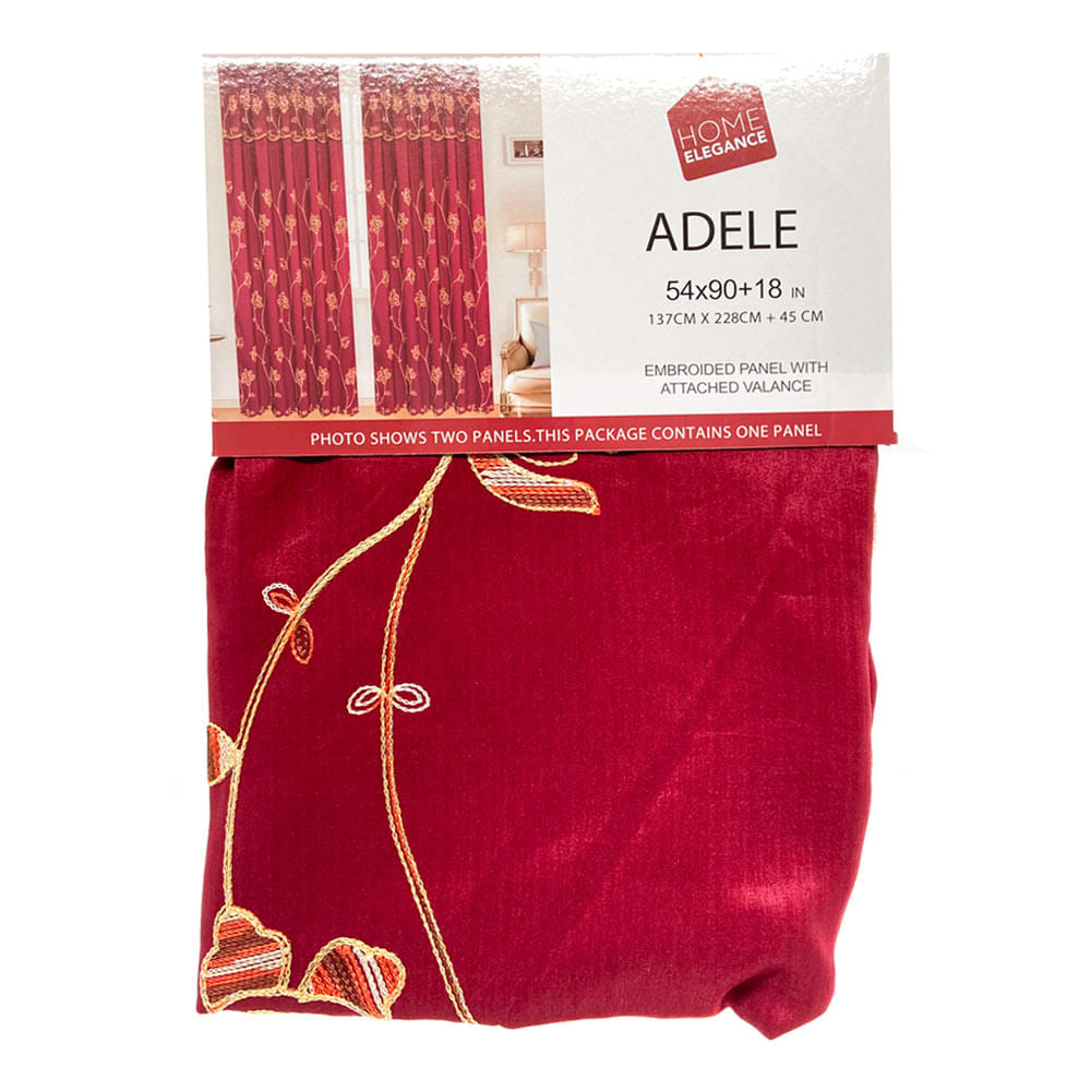 Cortina Home Elegance Con Cenefa Adele 54" x 90" - Rojo oscuro