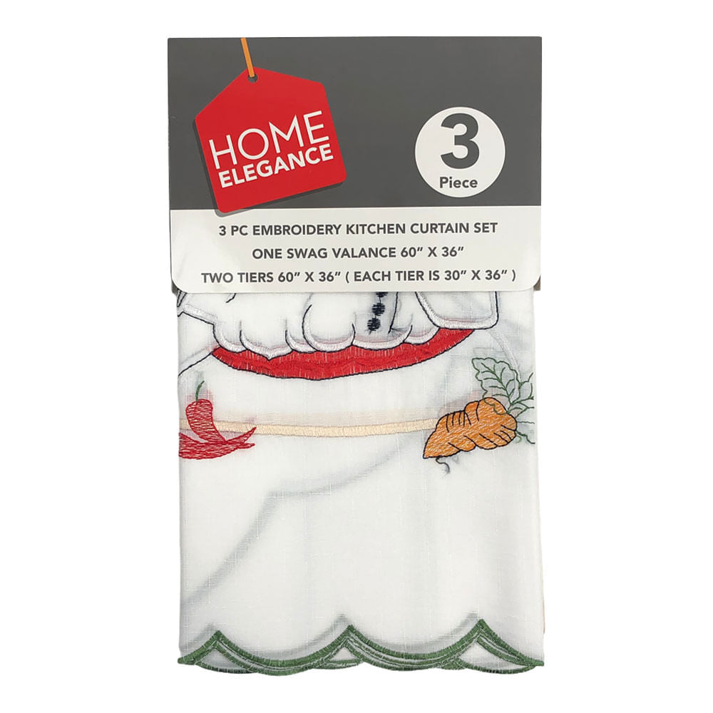 Cortina Para Cocina Home Elegance Chef 3 Piezas - Amarillo claro