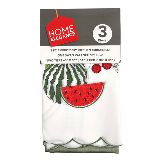 Cortina Para Cocina Home Elegance Wartermelon 3 Piezas - Lima claro