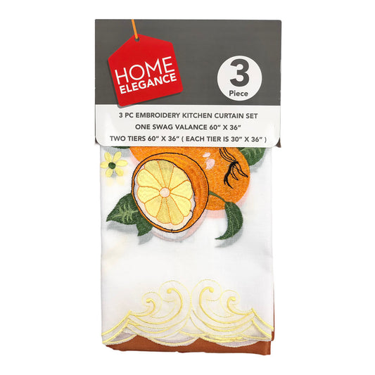 Cortina Para Cocina Home Elegance Orange 3 Piezas - Naranja Claro