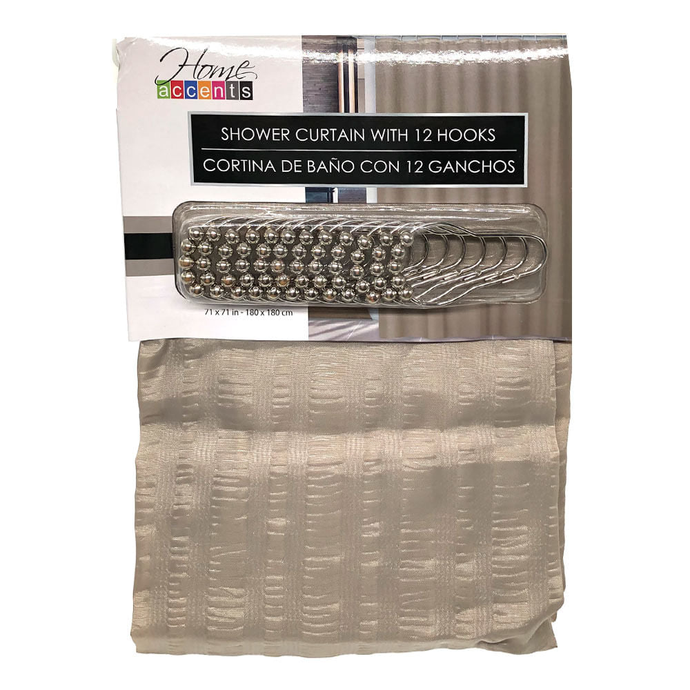 Cortina Para Baño Home Accents Con Ganchos 71" x 71"