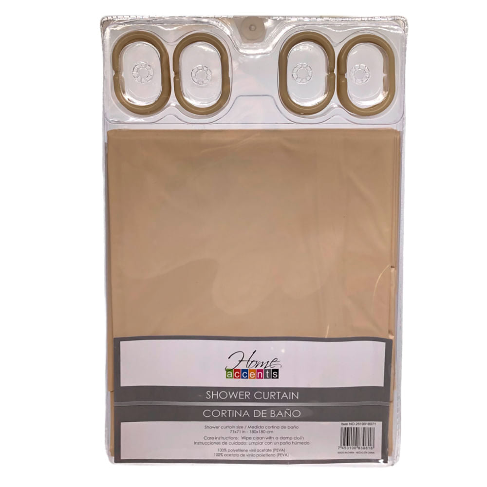 Cortina Para Baño Home Accents 71" x 71" - Beige Oscuro
