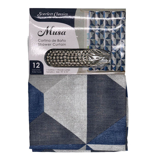 Cortina Para Baño Scarlett Classics Musa Con Ganchos 70" x 72"