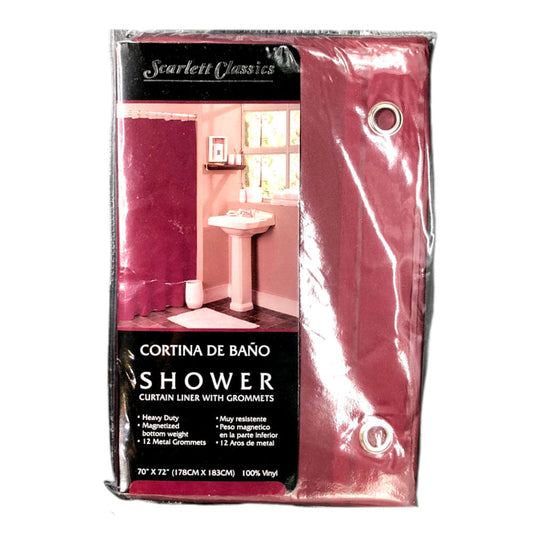 Cortina Para Baño Scarlett Classic 70" x 72" Con Aros - Rojo oscuro