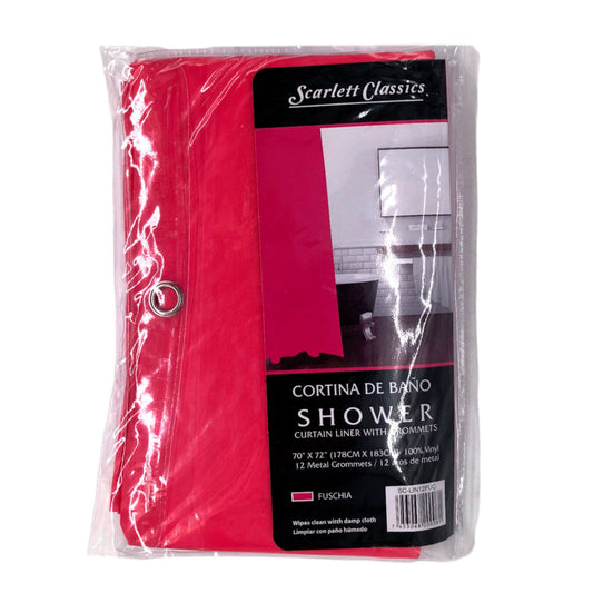 Cortina Para Baño Scarlett Classic 70" x 72" Con Aros - Fucsia