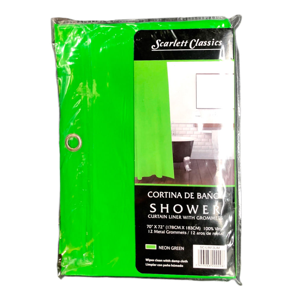 Cortina Para Baño Scarlett Classic 70" x 72" Con Aros - Lima oscuro