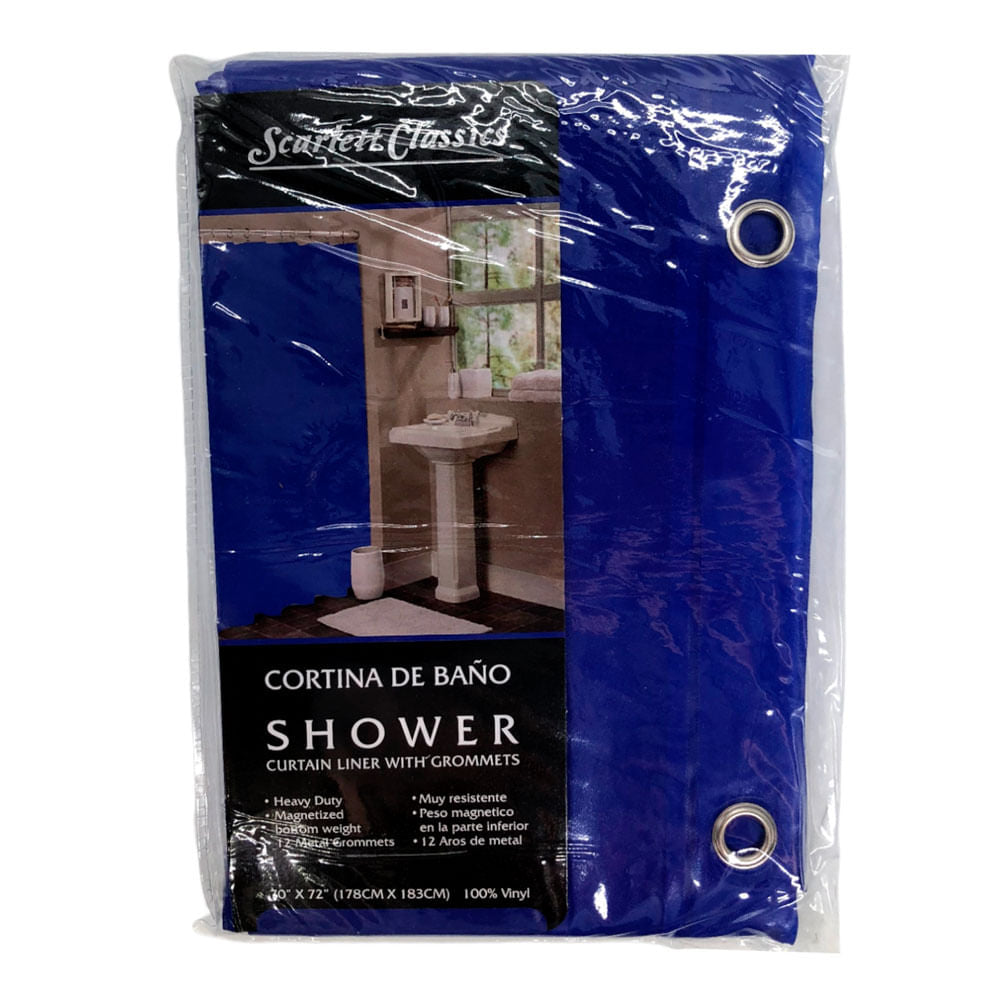 Cortina Para Baño Scarlett Classic 70" x 72" Con Aros - Azul