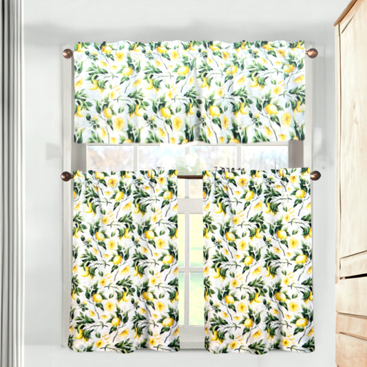 Cortina Para Cocina Lemon Home Elegance de 3 Piezas - Estampada