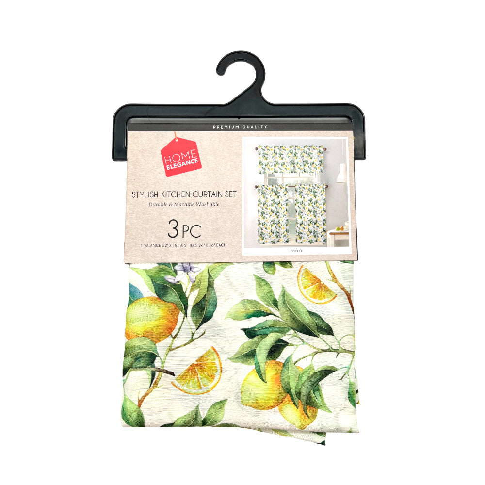 Cortina Para Cocina Lemon Home Elegance de 3 Piezas - Estampada