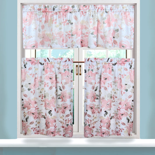 Cortina de Cocina Oliver Regal Home 56" x 36" / 3 Piezas / Estampada - Rose