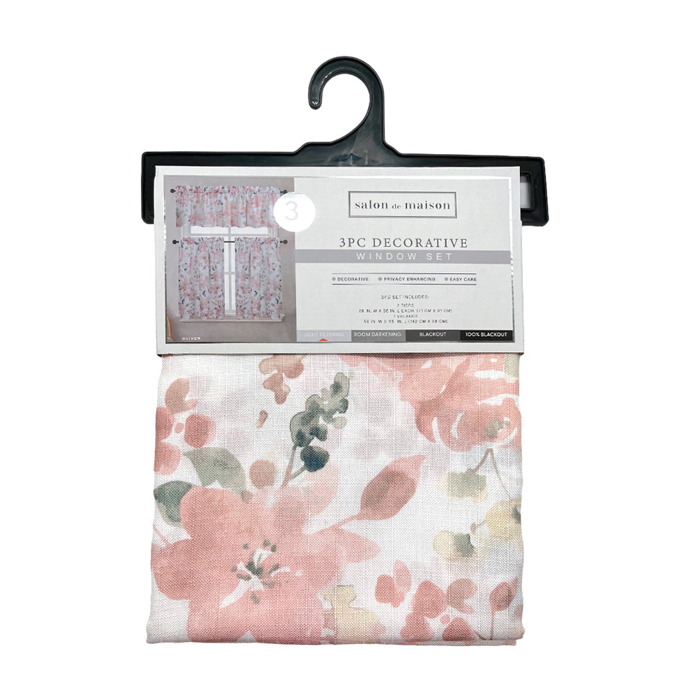 Cortina de Cocina Oliver Regal Home 56" x 36" / 3 Piezas / Estampada - Rose