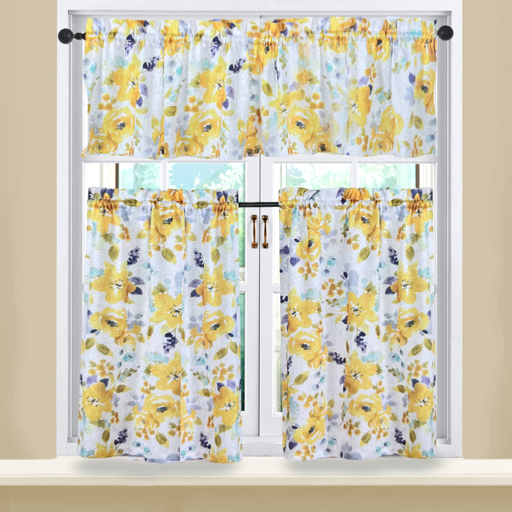 Cortina de Cocina Oliver Regal Home 56" x 36" / 3 Piezas / Estampada - Amarillo