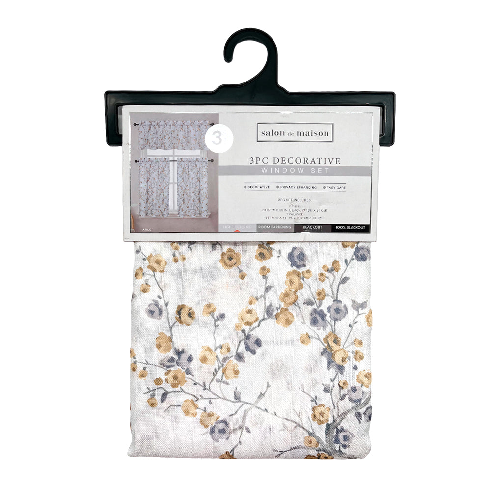 Cortina de Cocina Arlo Regal Home 56" x 36" / 3 Piezas / Estampada - Gold