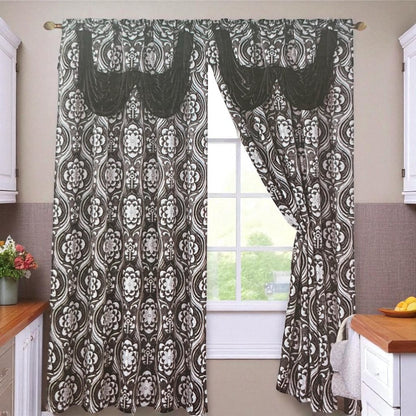 Cortina Lolita 55” X 84” Panel De Jacquard Con Cenefa Negro