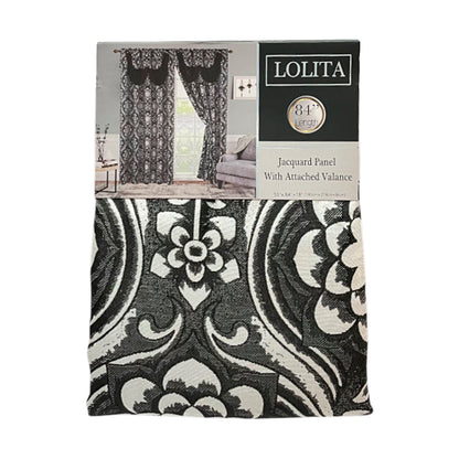Cortina Lolita 55” X 84” Panel De Jacquard Con Cenefa Negro