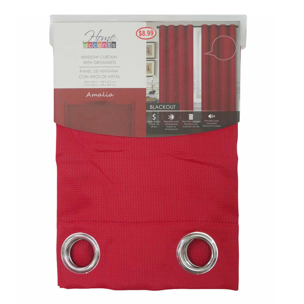 Cortina Amalia Home Elegance Blackout 55" x 84" - Rojo