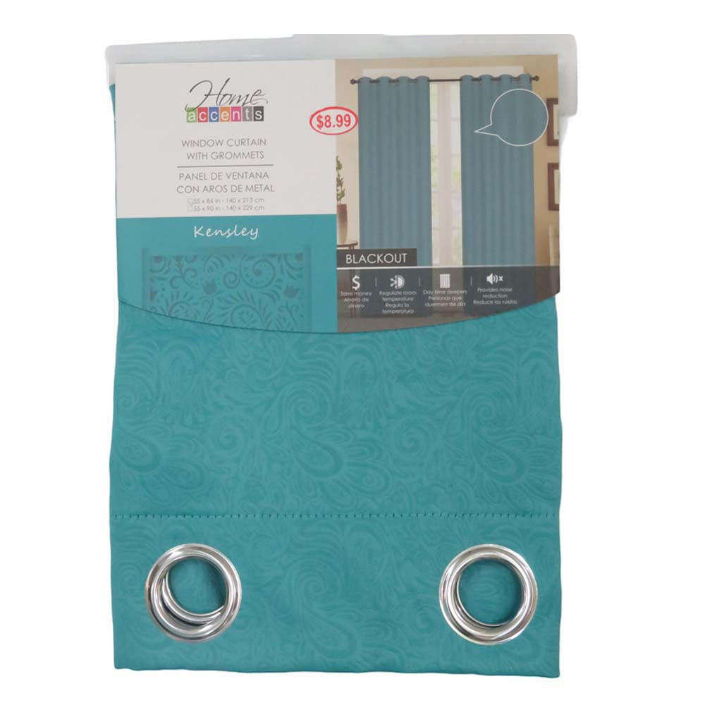 Cortina Kensley Home Elegance Blackout 55" x 84" - Aguamarina oscuro