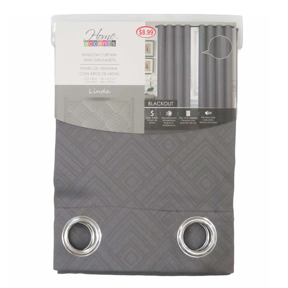 Cortina Linda Home Elegance Blackout 55" x 84" - Gris Oscuro