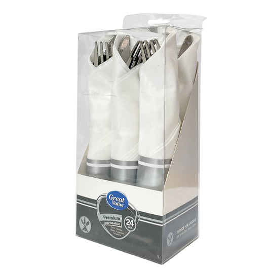Cubiertos Plástico Home Elegance 24 Piezas / Silver