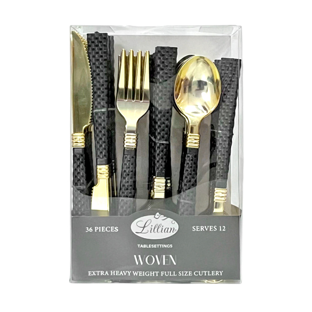 Cubiertos Reutilizables / Lillian / 36 Piezas / Negro