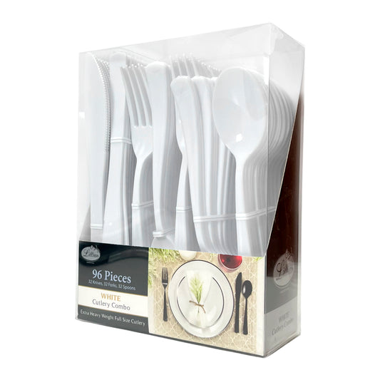 Cubiertos Desechable Lillian 96 Piezas / Blanco