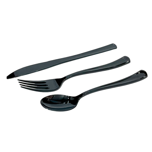 Cubiertos Desechables Lillian / 96 Piezas / Color Negro