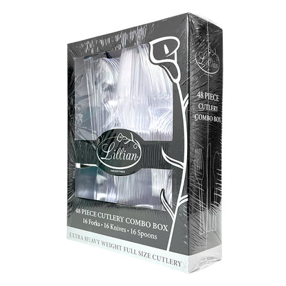 Cubiertos Desechables Lillian – 48 Piezas / Plástico Resistente