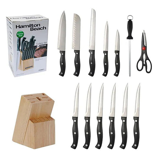 Cuchillos Hamilton Beach Base de Madera 14 Piezas