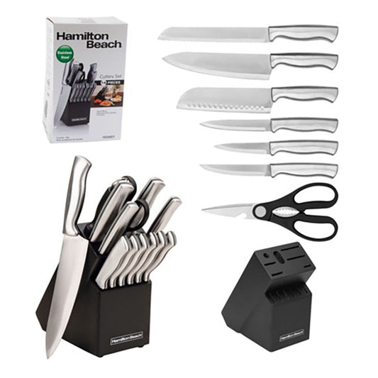 Cuchillos Hamilton Beach Base de Madera 14 Piezas