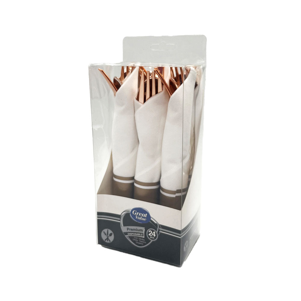 Cubierto Plástico Great Value 24 Piezas Cobre