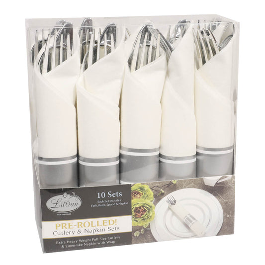Cubiertos y Servilletas Desechables Lillian Juego de 10 Piezas