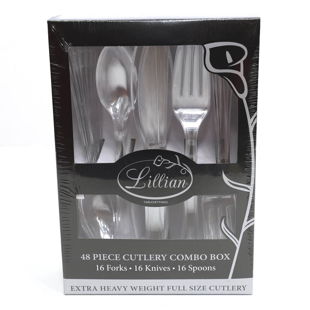 Cubiertos Desechables Lillian Plástico de 48 Piezas