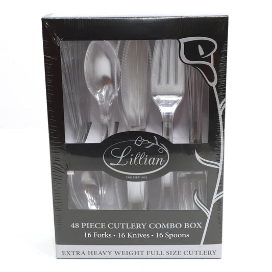 Cubiertos Desechables Lillian Plástico de 48 Piezas